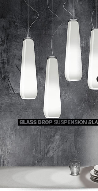 Suspension Glass Drop blanche Diesel with Foscarini