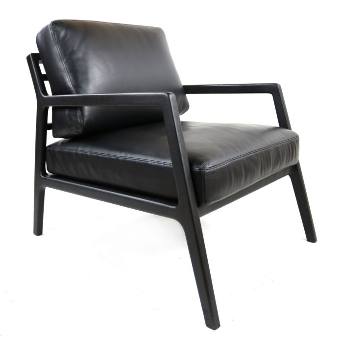 Osaka fauteuil - Noir / Cuir noir sorensen (Outlet)