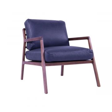 Osaka fauteuil - Noyer / Cuir noir montana (Outlet)