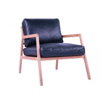 Osaka fauteuil - Chêne clair/ cuir noir sorensen (Outlet)