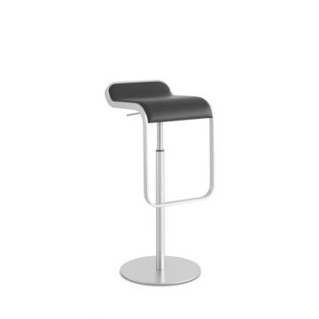 Tabouret réglable LEM 66/79 - Cuir noir / Chrome Mat (Outlet)