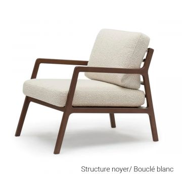 Osaka fauteuil - Structure Noyer / Bouclé Blanc (Outlet)