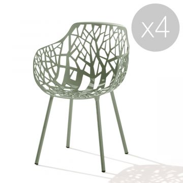Lot de 4 chaises design Forest, Fast gris métallique